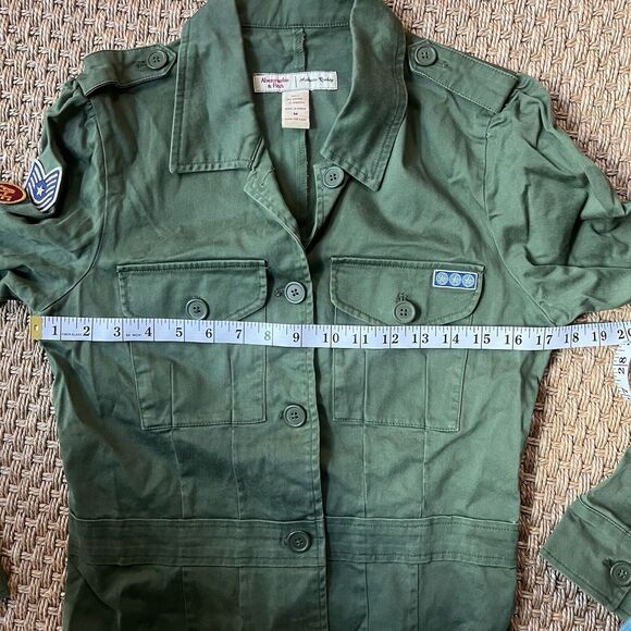 Abercrombie & Fitch Army Green Utility Jacket Patch Pockets Arm Patches Sz M - Picture 5 of 7